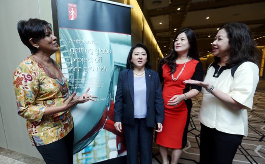  From left, Media Prima Berhad director Anne Abraham, ICAEW Malaysia head Loh Wei Yuen, Media Prima Berhad Group CMO Shareen Ooi and Talent Corp head of programmes Siti Aishah Md Lasim at Women in Leadership Malaysia. Photo by Rohanis Shukri.