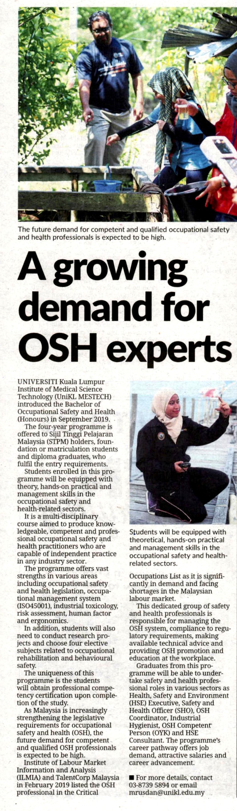 A Growing Demand For OSH Experts