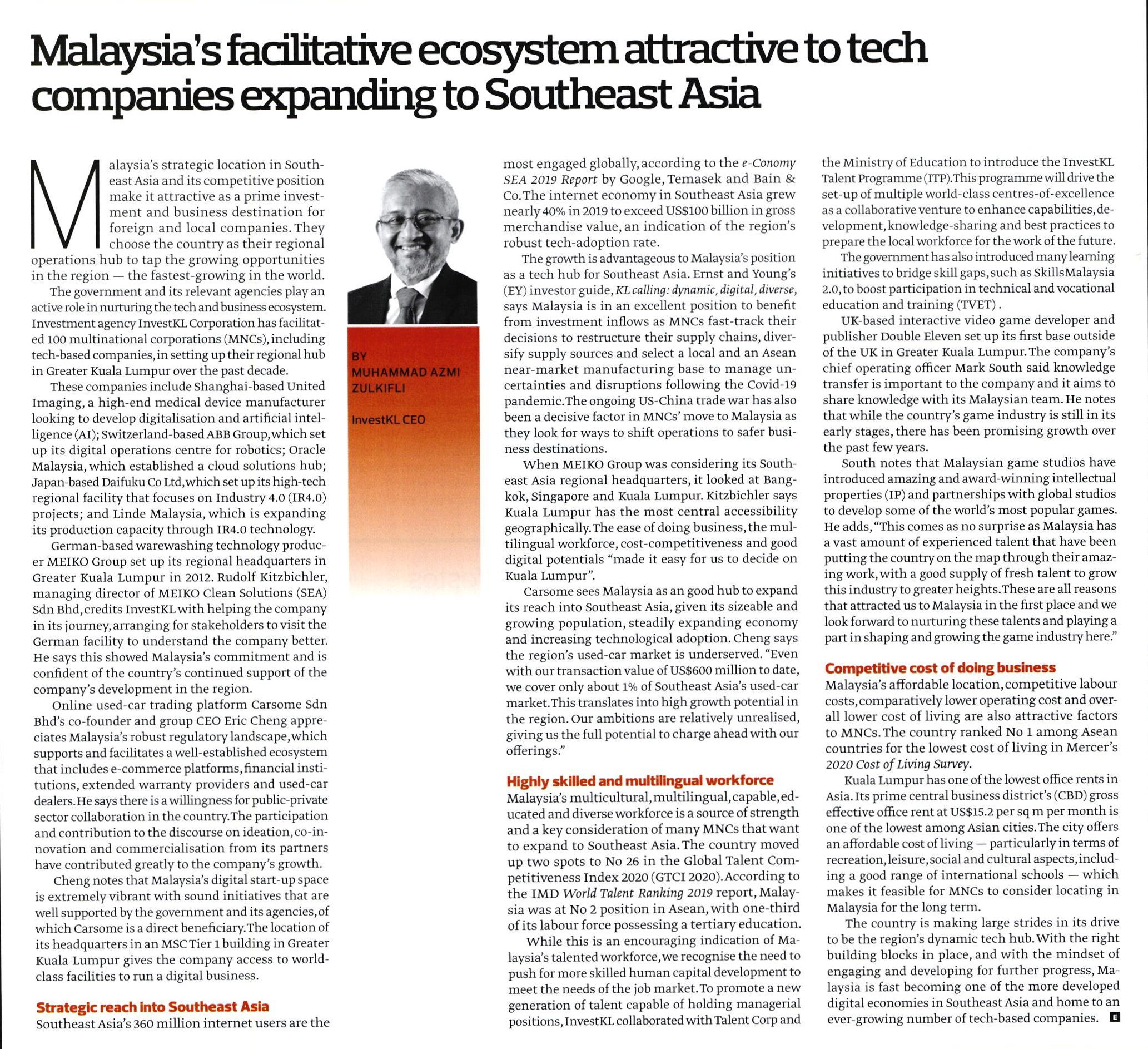 Malaysia's Facilitative Ecosystem Attractive To Tech Companies Expanding To Southeast Asia