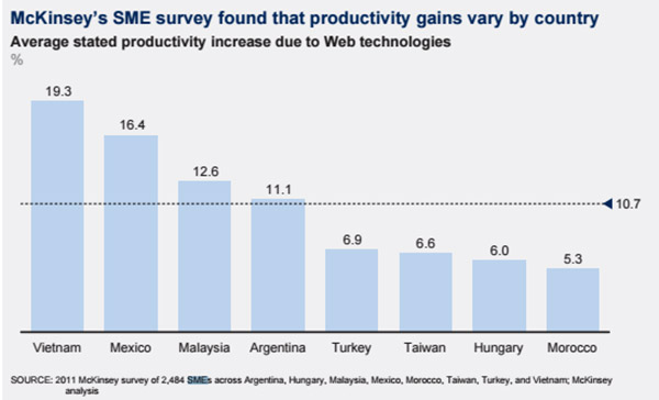 SOURCE: 2011 McKinsey survey of 2,484 SMEs across Argentina, Hungary, Malaysia, Mexico, Morocco, Taiwan, Turkey, and Vietnam; McKinsey analysis